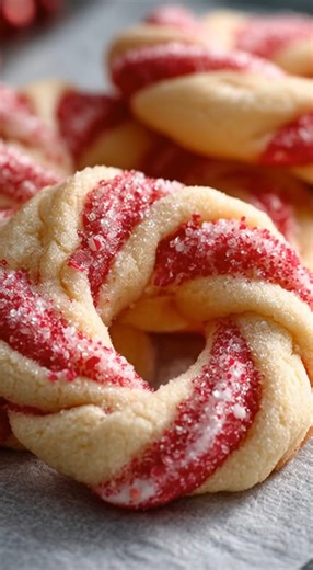 Magical Candy Cane Cookies 🧈 Ingredients 1 cup (225 g) unsalted butter, softened 1 cup powdered sugar 1 large egg 1½ tsp vanilla extract ½ tsp peppermint extract 2½ cups all-purpose flour ½ tsp salt Red food coloring Optional: crushed candy canes or red sugar for topping 👩‍🍳 Instructions Cream the Butter & Sugar In a large bowl, beat butter and powdered sugar until light and fluffy. Add Wet Ingredients Mix in the egg, vanilla extract, and peppermint extract. Add Dry Ingredients Gradually add 