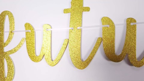 Future Mr & Mrs Banner for Engagement Bridal Shower Bride and Groom Party Decorations Pre-Strung Sign (Gold Glitter)