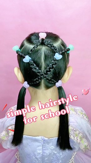 Simple hairstyle for school. Hope you like it. #braidstutorial #hairstyles #hairtutorial #daughter #hair #easyhairstyles #easytutorial #hairstyle #girls #girl