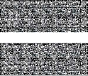 Beistle Brick Stone Wall Backdrops, 4’ x 30’, 2 Pack – Medieval Party Decorations, Medieval Decor Background, Photo Backdrop, Easy to Adhere Wall Covering, Stone Backdrop, Halloween Party Decorations