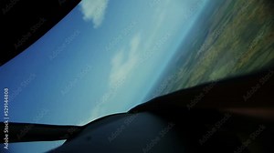 View from the cockpit of the flight simulator. View from the airplane.Pilot training in aircraft simulator