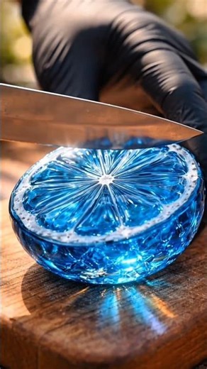 Cutting a Blue Lemon 🍋💙 | Satisfying ASMR | 4K AI