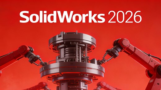 SOLIDWORKS 2026以AI全赋能重塑设计体验，涵盖数百项用户驱动升级。AI工程图生成、智能装配与视图标注提质增效，AURA助手优化协作，搭配快速草图