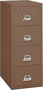 Fireking Fireproof Vertical File Cabinet (4 Letter Sized Drawers, Impact Resistant, Water Resistant), 52 .75" H x 17.75" W x 31.56" D, Tan