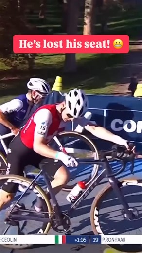 TNT Sports Cycling on Instagram: "Where’s his seat gone? 💺😬 Throwback to this strange moment as Dario Lillo lost his saddle and seat-post in the European Cyclocross Championships 2024 😱"