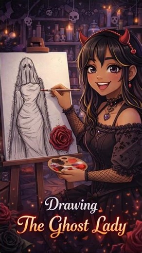 This Cute Ghost Lady Is Strangely Calming 👻✨ | Art Shorts #ghostart #drawing #shorts