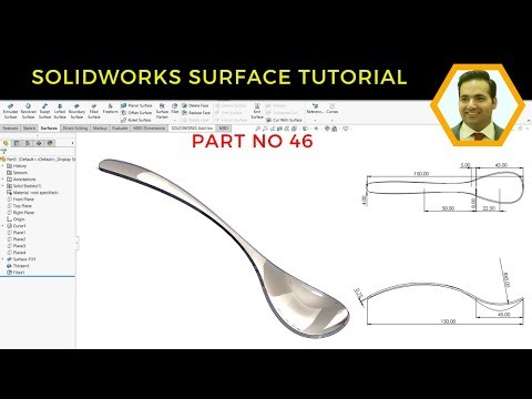 SolidWorks Surface Modeling Tutorial: Designing a Spoon with Project Curve and Fill Surface Commands