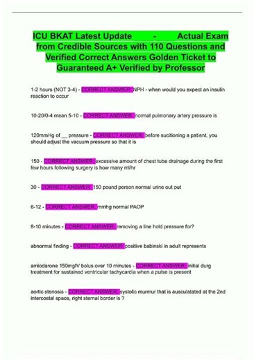 ICU BKAT Latest Update Actual Exam from Credible Sources with 110 Questions and Verified Co new vide