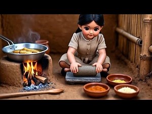 👉 Mini Doll Cooking in Village Kitchen 🔥 | Tiny Kitchen ASMR | Relaxing Video