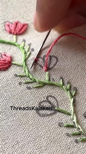 Threads kalakari on Instagram: "Beautiful Flowers branch 🥰🪡🎉 let's make this together 🥰 #threadskalakari #threadswork #viral #embroideredflowers #embroiderystitches #trending #art #artist #embroiderydesign #threadsartist #stitch #anchor #threads #dmc #embroidery #flowers"