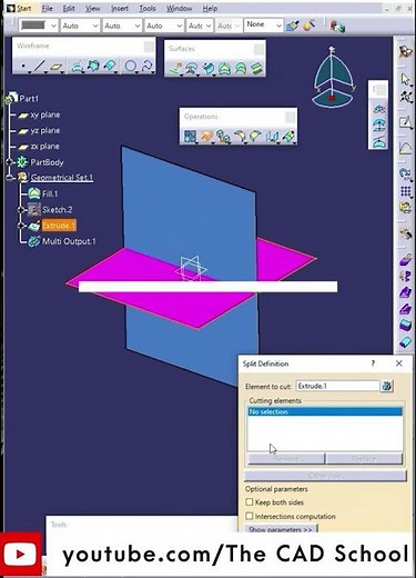 Catia V5 Split in 1 Min #3dprinting #cad #autocad #solidworks #tutorial #education #catiav5
