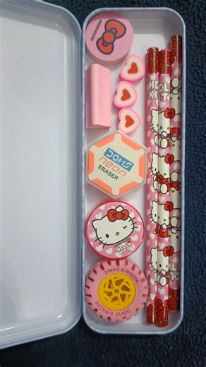 pencil box filled with pink stationery #stationery #schoolsupplies #ytshorts #viral #trending #trend