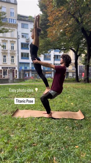 Acroyoga | Workshops | Community on Instagram: "Easy beginner standing acro pose. The titanic pose. Save it and send it to your partner :)"