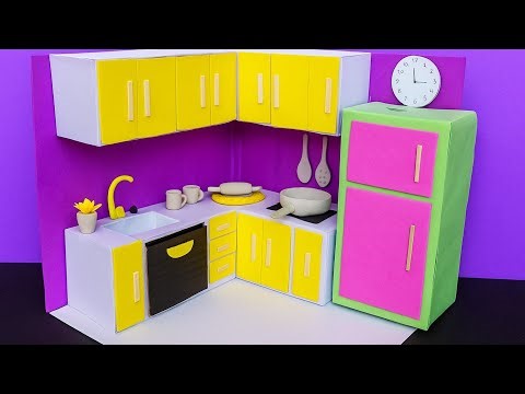 DIY Miniature Kitchen Set with Cardboard #1| Cute Dollhouse Kitchen Craft | Room Decor Idea