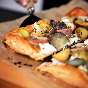 105K views · 456 reactions | Layer buttery Petite Potatoes, fresh thyme, Sweet Onions, and creamy Goat Cheese onto a crispy puff pastry base for a simple, savory tart that’s versatile enough to fit the menu for any meal. Recipe in the comments. | Private Selection | Facebook