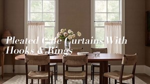 LIMON HOME Kitchen Window Curtains Over Sink,Cafe Curtains 36 inch Length Striped Linen Curtain Rings with Hooks Set Pinstripe for Living Room Bathroom Farmhouse Curtains 2 Panels Tan on Natural