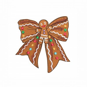 Bow With Gingerbread Embroidery Design, Merry Christmas Digital File, 3 Sizes - Etsy