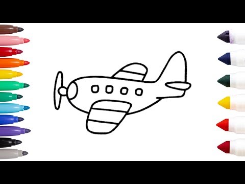 How To Draw Airplane Drawing & Coloring For Kids and Toddlers_ Child Art🌈🎨‪@creativedreams_0‬
