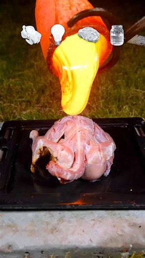 Faiz Meeran on Instagram: "Lava vs Everything ( chicken, Meat, Water 🍗💧💡)"