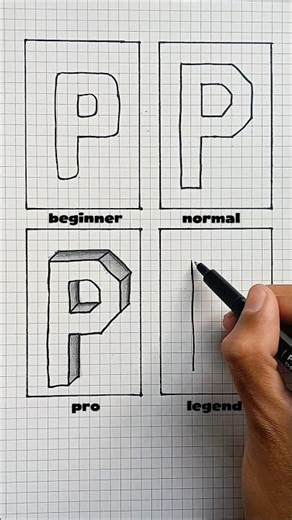 How to draw 3D "P" letter #shorts