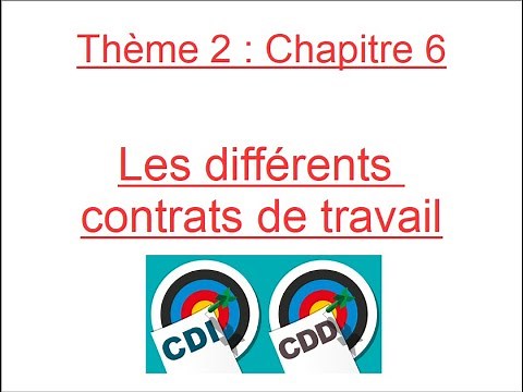 DROIT : Chapitre 6 : Les différents contrats de travail