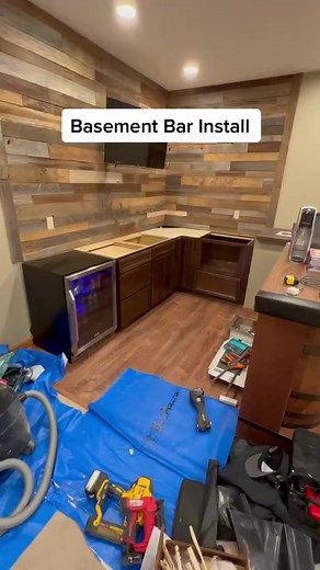 Basement bar install #contractor #DIY #basementremodel #renovation #remodeling #remodeling | Benderhomes