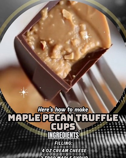 Maple pecan truffle cups Creamy maple filling, roasted pecans, and silky chocolate coating — glossy, rich, and made for fall indulgence. 🍫🌰🍁 They taste like the holidays in one perfect bite. Key Ingredients: Maple syrup, cream cheese, pecans, dark chocolate, butter Quick Steps: Mix maple-pecan filling. Dip in melted chocolate. Chill until glossy. Would you bite for the maple cream center or the chocolate shell? 🍁✨ 👉 FULL RECIPE 💬👇 | FlavorRush
