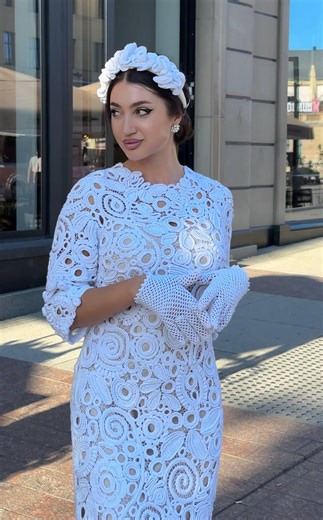 Robe de mariée romantique au crochet, robe midi de mariage en dentelle irlandaise de coton, confectionnée sur commande, ensemble ceinture et gants inclus - Etsy France