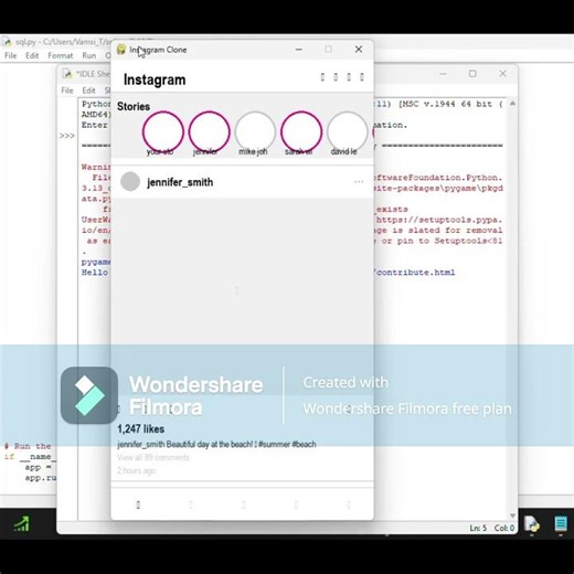 fake instagram clone using python #python#programing