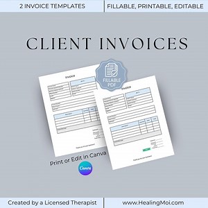 Client Invoice Template | Private Practice Financials | Pending Payment Form | Completed Paid Transactions | Fillable & Printable - CI001 - Etsy Canada