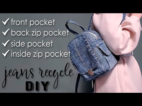 CUTE SMALL DIY BACKPACK Denim Design Old Jeans Recycle Idea