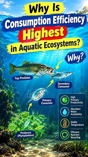 🐟 Aquatic vs Terrestrial Ecosystems 🌿 | Why Is Consumption Efficiency Higher in Water? 🌊 #genoias