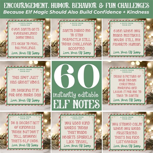 Editable Elf Notes Printable Positive Elf Messages for Kids Digital Elf Behavior Cards for Christmas Tradition Instant Download Elf - Etsy