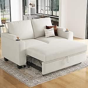 Amazon.com: Belffin Chenille Sectional Sleeper Sofa with Pull Out Bed. Modular Sectional Loveseat Sofa Bed for Living Room.Beige. : Home & Kitchen