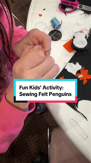 What a fun way for kids to learn how to sew while creating a cute stuffed penguin! Our local 4H group ran this activity for the youngsters as their beginner sewing project. A local church was kind enough to host us, and we found some beautiful art about the Nativity of Jesus. Would you try this project with kids? Have you used a different sewing project with children? Let me know in the comments. #kidscraft #momlife #sewingproject #sewingforkids #4H