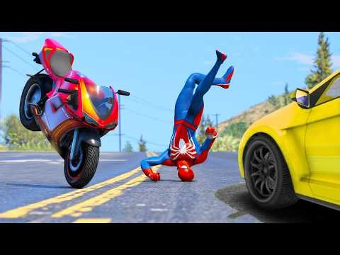 GTA 5 Spiderman vs Super Bike Stunt (Spider-man Gameplay) #29