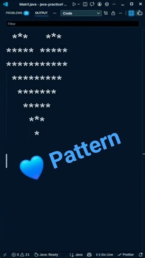 Heart Shape Pattern in Java #codingshorts #java #javapatterns #codeshorts #programmingfun #DevTenets