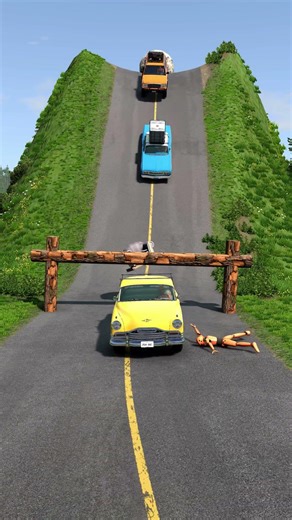 Cars & School Bus vs Log Trap - BeamNG.drive #shorts #beamngdrive #beamng