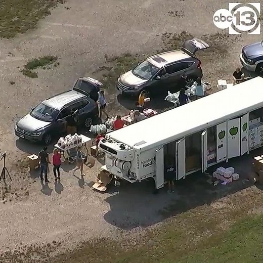 ABC13's Skyeye was over an incredibly long line of cars where people were looking to get food at a free distribution point this afternoon. For anyone in line at the food pantries, how long was the wait? | ABC13 Houston