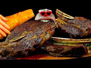 ASMR MUKBANG :) Grilled Giant Beef Ribs Eating Show!