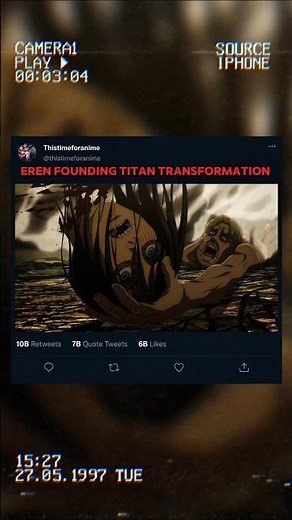 Eren Founding Titan Transformation 💀🔥 #attackontitan #anime
