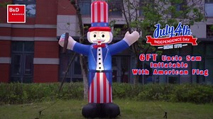 6FT Patriotic Independence Day 4th of July Inflatables Outdoor Decorations, Inflatable Uncle Sam Built-in LED Lights Blow up Fourth of July Decor for Memorial Day Holiday Party Yard Garden Lawn