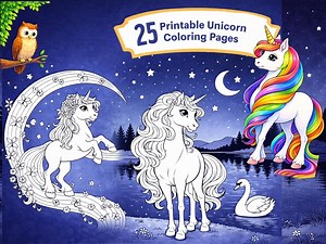 25 Unicorn Coloring Pages for Kids – Fantasy Printable Sheets (PDF Download) - Etsy