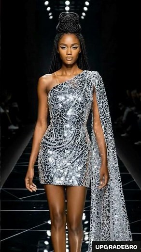 The Black Ai Models in Silver Elegance| Fashion Runway 2025 #fashion #aimodel #runway #ai #aishorts