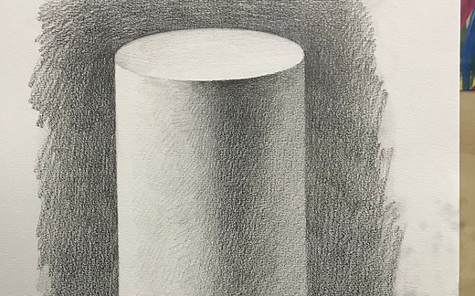 【素描几何】圆柱体步骤教程