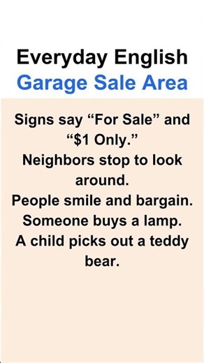 Everyday English: Garage Sale Area #home #garagesale