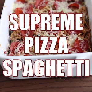 Add a little twist to your pasta night with this Supreme Pizza Spaghetti. Full Recipe: http://www.azestybite.com/supreme-pizza-spaghetti/ | A Zesty Bite