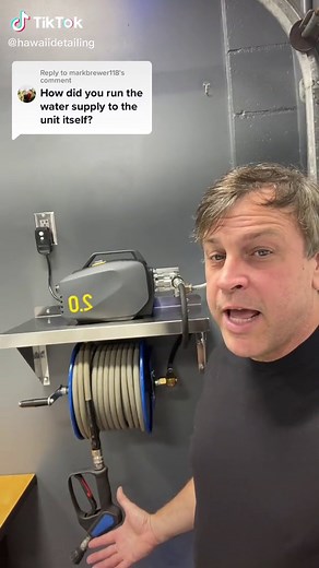 Replying to @markbrewer118 WALL MOUNTED PRESSURE WASHER. Where is the water coming from??#HAWAIIDETAILING #pressurewashing #pressurewasher #garage #detailing #autodetailing