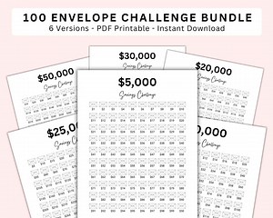 100 Envelope Savings Challenge Bundle. 50000 Savings Challenge. 50,000 Savings Tracker Printable. Money Savings Challenge. Digital Download - Etsy