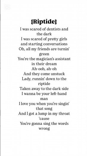 Riptide song lyrics by Vance Joy #lyrics#riptidevancejoy#song